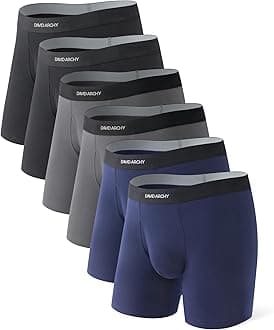 Men's Underwear Boxer Briefs Cotton Comfortbale Soft Breathable with Fly Underwear for Men 6 Pack