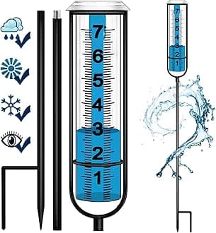 BIUWING Rain Gauge, Garden Glass rain Gauge for Yard with Stake, rain gauges Outdoor with Stakes for Water Measure, Outdoor Lawn Landscape Decoration, Best Rated