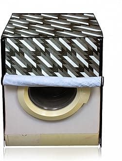 Star Weaves Waterproof Front Load Washing Machine Cover Suitable for Bosch 7.5 kg, 8 kg, 9 kg & 10 Kg (Floral Black Gery)