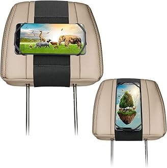 Car Headrest Phone Holder for Kids Back Seat - Compatible with iPhone, Samsung and Other Cell Phones - Soft Adjustable Silicone Holding Net (for Phone 1 Pack)