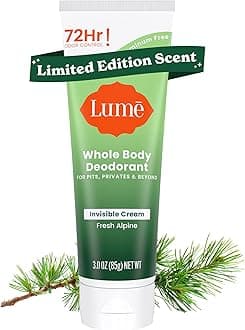 Lume Whole Body Deodorant - Invisible Cream Tube - 72 Hour Odor Control - Doctor Developed - Aluminum Free, Baking Soda Free and Skin Loving - 3.0 Ounce (Fresh Alpine)