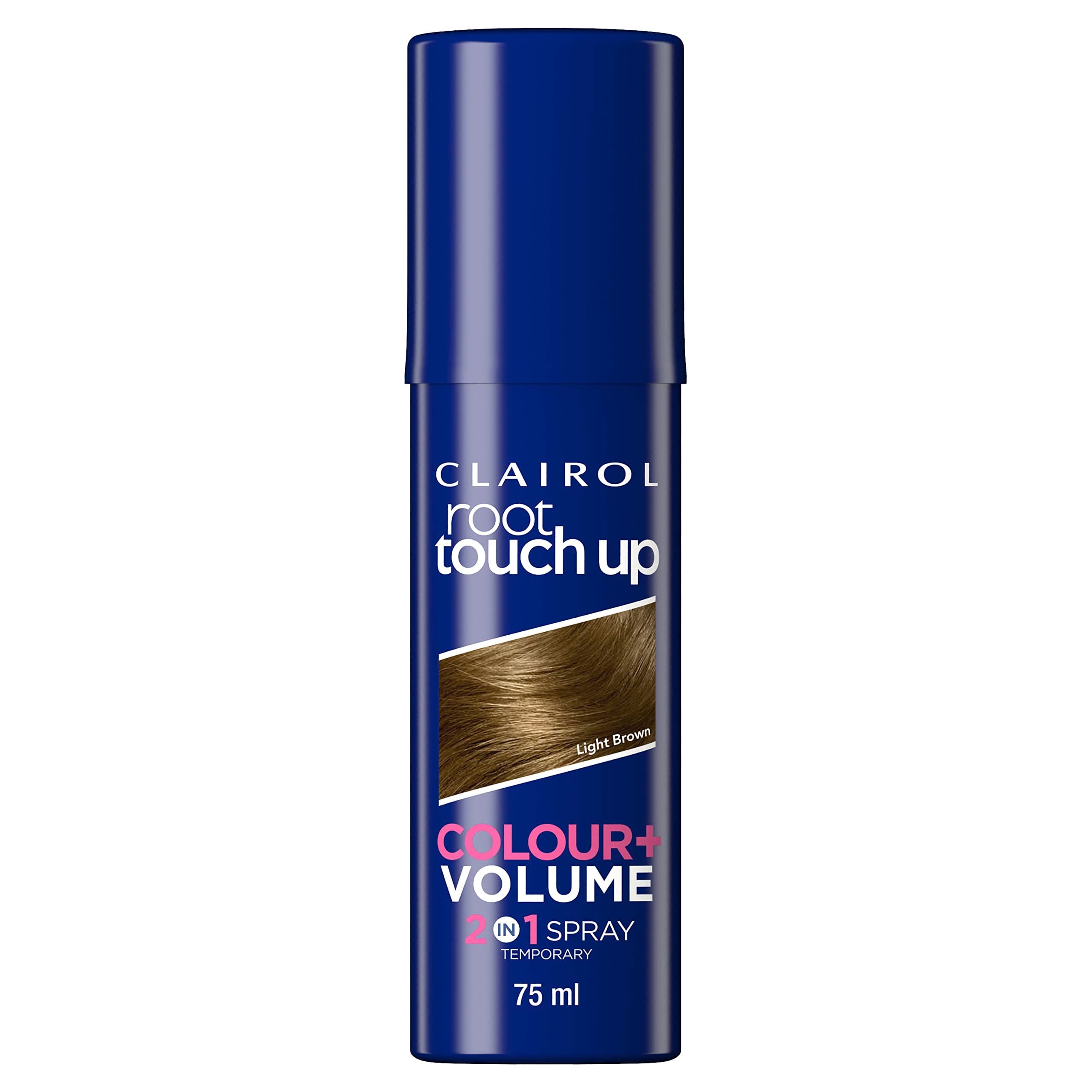 Root Touch Up Spray, Temporary Grey Coverage & Volume 2-in-1 Spray, Light Brown, 75ML