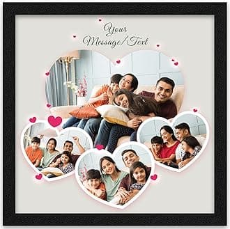 ArtX Heart Customized Collage Photo Frames for Wall, Personalised Photo Frame with Photo Upload for Bedroom, Living Room