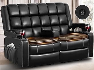 Loveseat Recliner Sofa Home Theater Seating, Reclining Loveseat with Removable Console, USB & Cup Holders, RV Wall Hugger Double Recliner Couch, 2 Layer Cushion Manual Love Seat Chair for Living Room