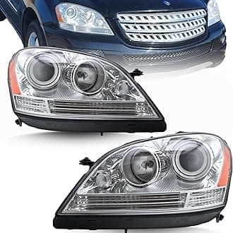 Halogen Headlight Assembly Set Compatible with Mercedes ML320 ML350 ML500 ML63 AMG, 2006 2007 CDI/4Matic/Base, – DOES NOT FIT Vehicles with Factory HID/Xenon Headlights - Left&Right Sides