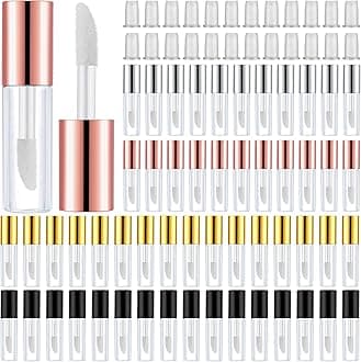 100 Pieces 1.2 ml Clear Mini Lip Gloss Tube Refillable Empty Lip Balm Gloss Containers Bottles Transparent Mini Lipstick Containers for Women Girls DIY Makeup (Gold, Rose Gold, Black, Silver)