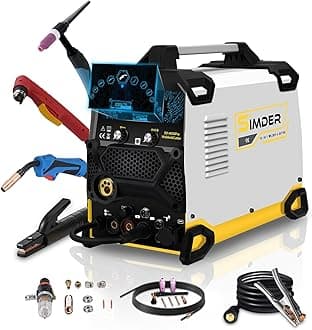SSIMDER MIG Welder 200A 10-in-1 Multi-Process Welder Plasma Cutter Combo – Pulse MIG/Synergic MIG/Flux Core/HF TIG/Stick/CUT 110V/220V for Auto Body, Farm, Home DIY Foot Pedal Supported