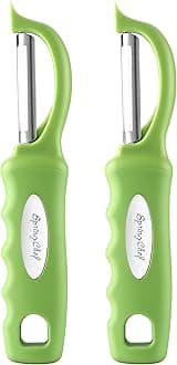 Spring Chef Premium Green Swivel Vegetable Peeler Set of 2, Stainless Steel Apple Peeler for Kitchen with Soft Grip Handle, Dishwasher Safe, Perfect for Potato, Carrot, Veggie, Fruit, Apple, Mango