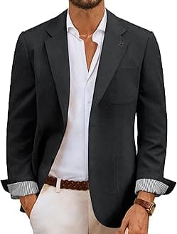 PJ PAUL JONES Mens Linen Casual Sport Coats Lightweight Two Buttons Blazer Jackets