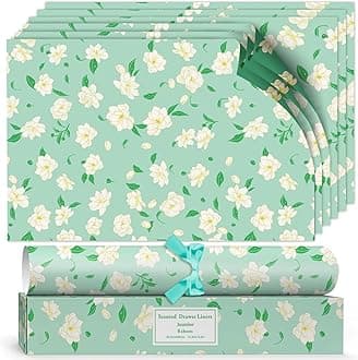 Scented Drawer Liners, Fresh Jasmine Scent Paper Liners, Fragrance for Home's Drawers Shelf Liner Wardrobes, Cabinets, Dresser and Closet, 6 Sheets