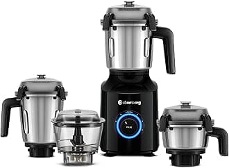 - Zenova Mixer Grinder | Unique Coarse Mode for Silbatta-like Texture | Intelligent BLDC Motor | Safety Features | 4 Jars including Chopper | Hands-Free Operation | Black