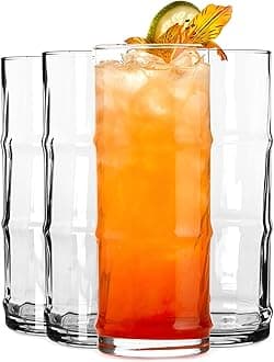 Libbey Tiki Bamboo Hi-Ball Glasses, 16-ounce, Set of 4