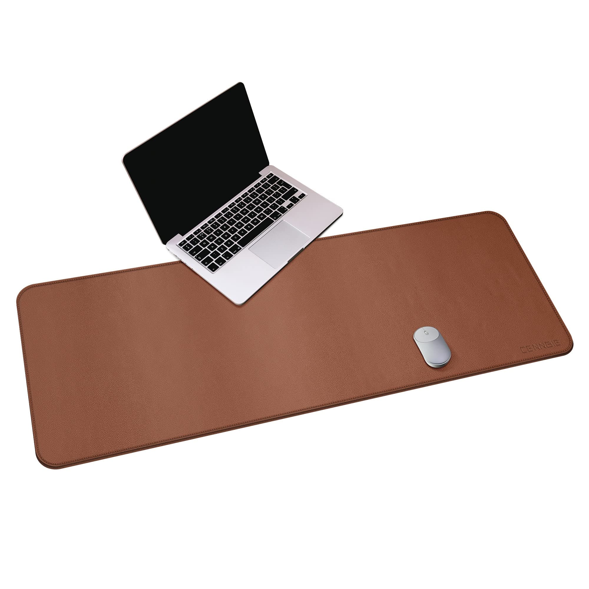 CENNBIE Leather Desk Mat,55" x 19.6" Extra Large Desk Pad Blotter Protector, Extended Non-Slip Mouse Pad, Waterproof PU Leather Desk Mat on top of desks Large for Office and Home (Brown)