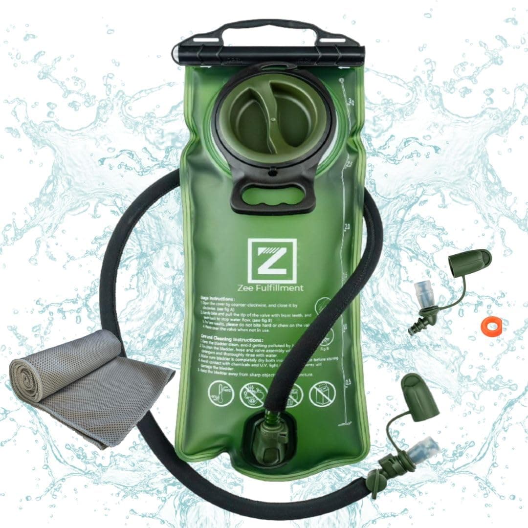 Zee Best Hygienic Hydration Bladder, (3L) Hygienic Features: Easy-to Clean, Dual Wide Openings, Multiple Mouthpieces w/ Quick-Connect, BPA-Free, Leakproof - Hiking, Cycling, Skiing or Camping