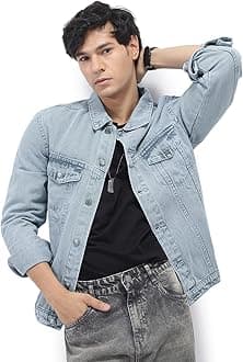 Urbano Fashion Men's Regular Fit Washed Full Sleeve Denim Jacket