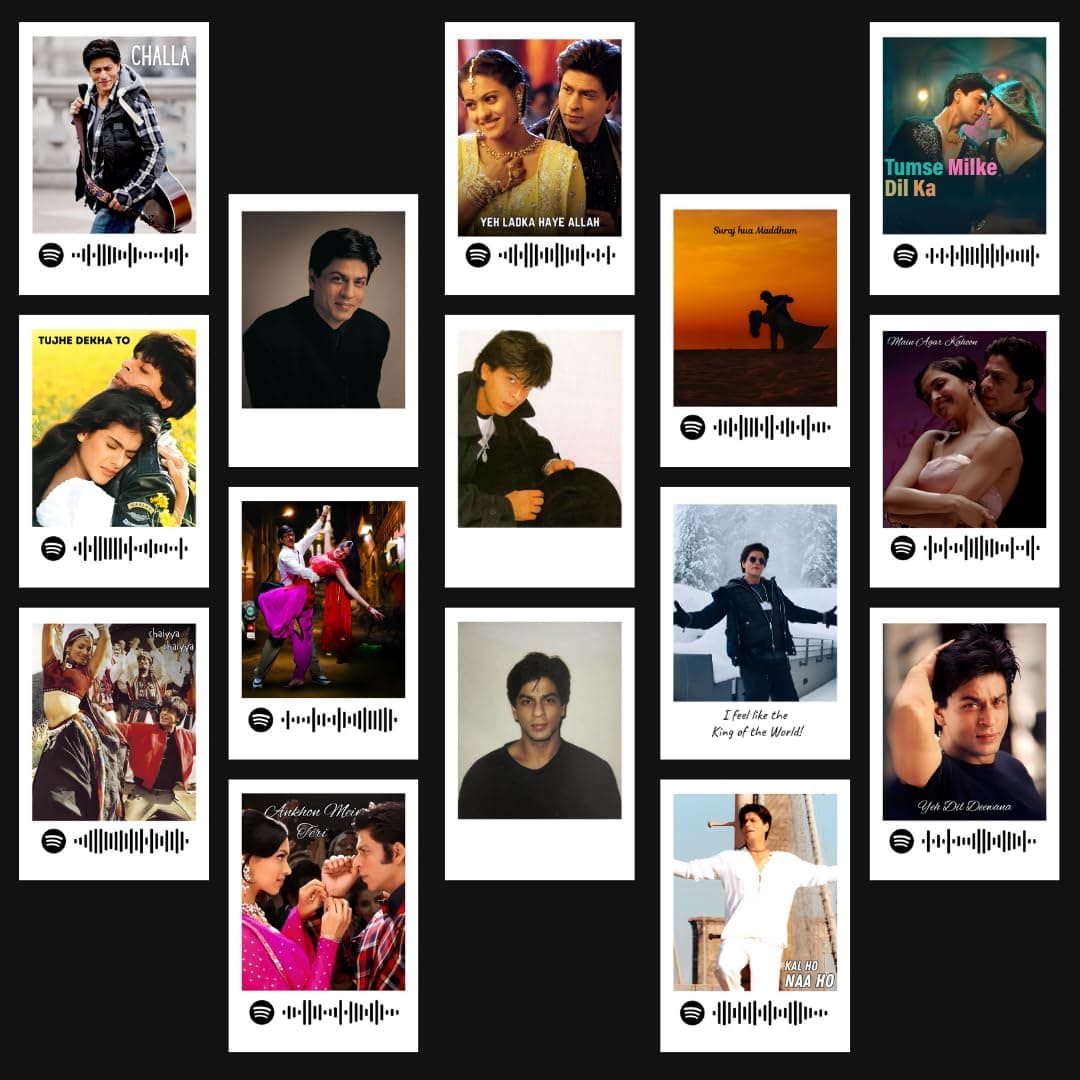Shah Rukh Khan Posters | SRK Mini Poster Kit (Set of 15) | OG Bollywood Star Shahrukh Khan Compact Size (8 x 6 cm) Posters for Phone Accessories, Bedroom, Office, Living room