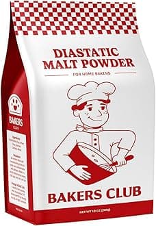 Bakers Club Artisan Diastatic Malt Powder 10oz - Enhance Flavor, Crust, Rise, Texture - Baking Bread, Pizza Crust, Pretzels, Desserts, Muffins, Bagels, Sourdough, Milkshakes - Made in USA, Malted Barley Flour 10oz