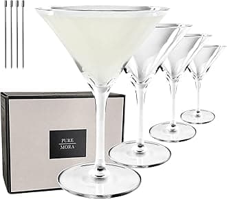 PURE Martini Glasses, Set of 4-7oz - Handblown Premium Crystal Glass for Cockails, Martinis, Home Bar, Cosmos, Gimlet, Parties, Etc - Modern Classic Cocktail Glassware, Gift for Him/Her