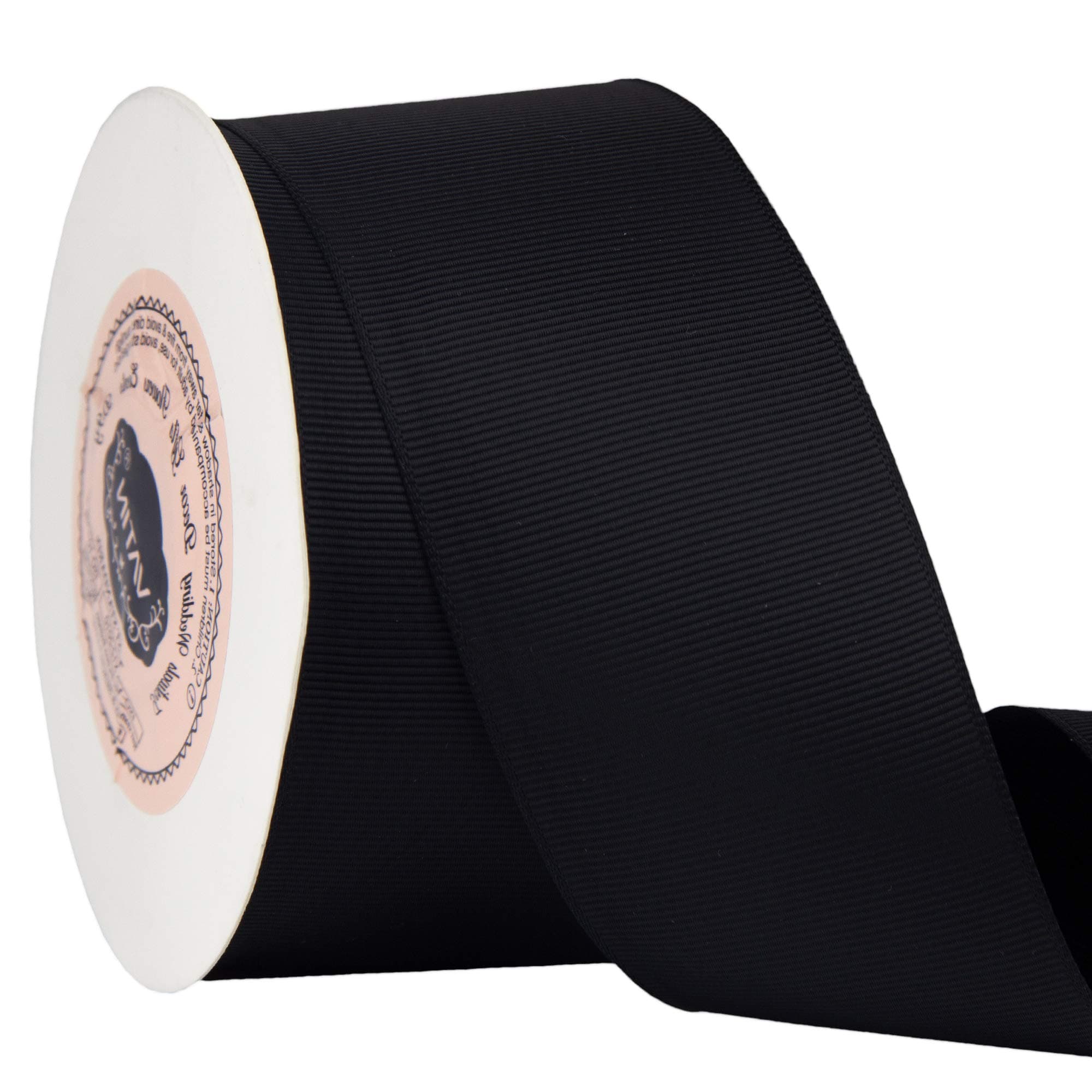 VATIN 50mm Solid Black Grosgrain Ribbon Spool -23 Metre, Great for Sewing, Gift Wrapping, Hair Bows, Flower Arranging, Home Decorating