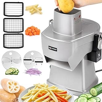 NEWTRY 4 in 1 Electric Vegetable Dicer&Slicer, Commercial Veggie Processor for Dicing, Shredding, Slicing&Slitting, Easy to Clean, Blade Replaceable [GJ817 Updated]