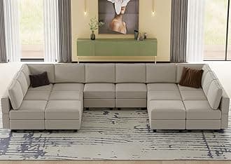 Belffin Oversized Modular sectional Sofa with Double Chaises U Shaped Sectional Sleeper Sofa Couch Reversible Sectional with Storage Velvet Grey