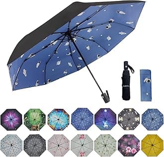 LLanxiryCompact Travel Umbrella,Windproof Waterproof Stick Umbrella Anti-UV Protection Golf Umbrellas