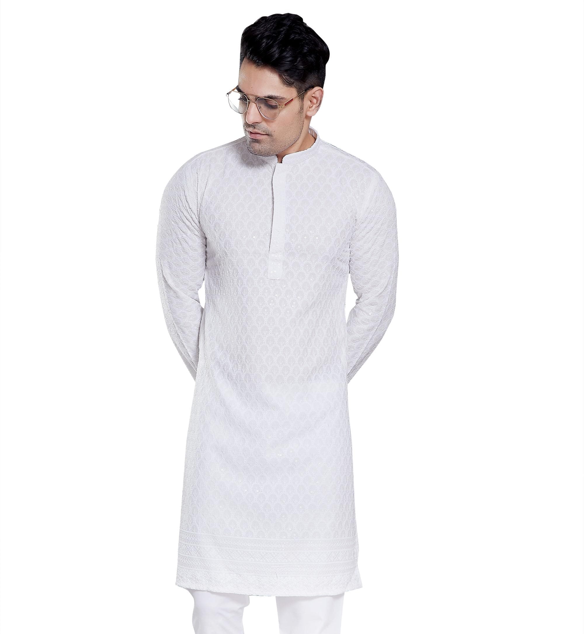 DIVISIVE Men's Sequince Embroidered Cotton Blend Only Kurta