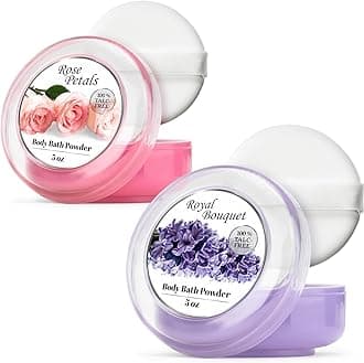 R-NEU 2 Pack Body Powder for Women with Powder Puff, 100% Talc-Free, Elegant ...