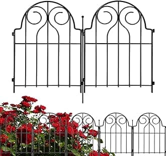 Samamixx Decorative Garden Fence, 19 Panels No Dig Metal Fencing 21ft(L) × 22in(H) Animal Barrier Border for Dog, Landscape Edging with No-Dig Stakes for Yard Lawn Patio Flower Beds Outdoor