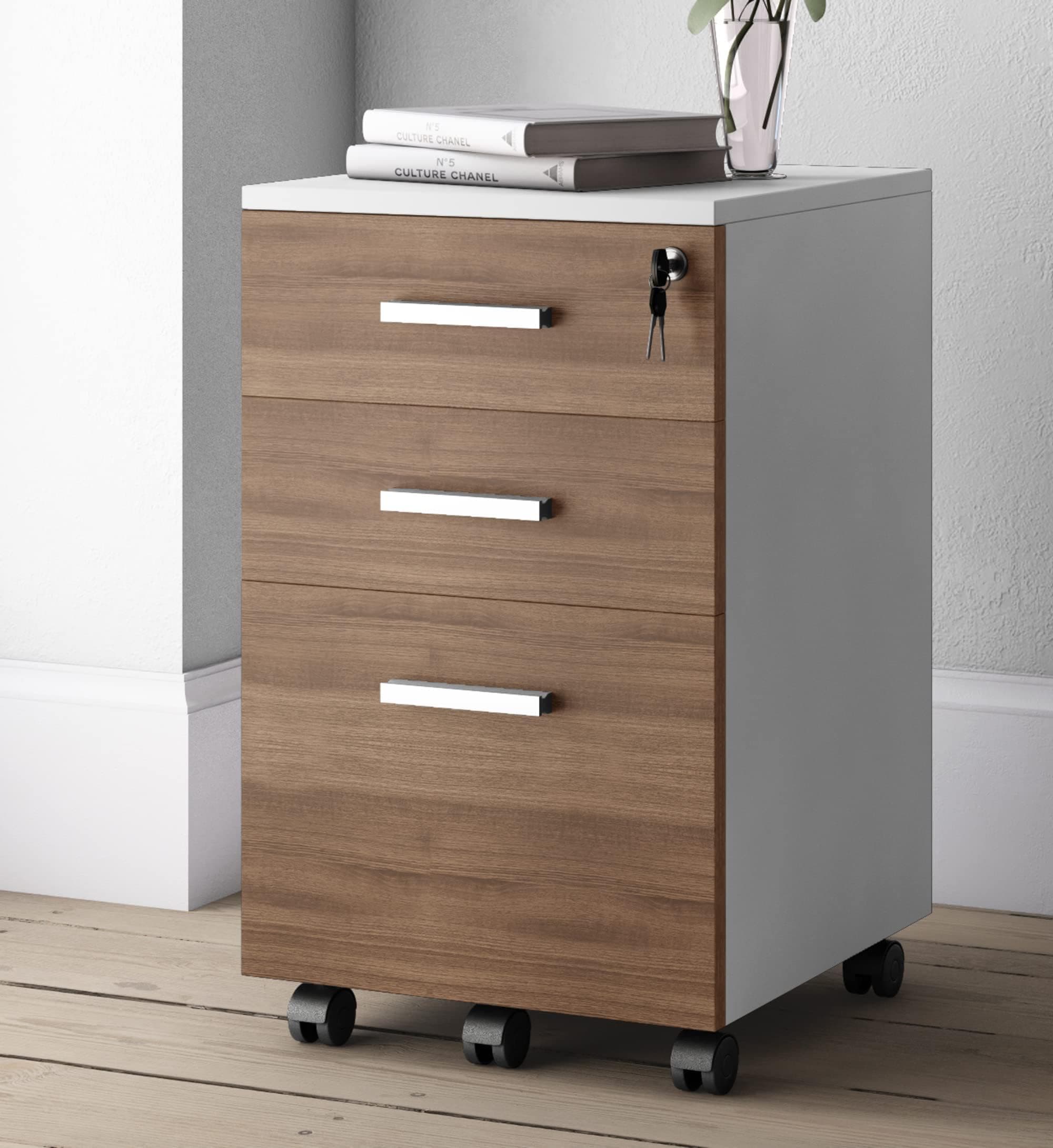 Lazio File Cabinet (Golden Walnut / White)