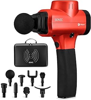 LifePro Sonic Massage Gun Deep Tissue – Quiet Handheld Percussion Massager for Athletes, Pain Relief & Recovery – 8 Heads, 5 Speeds, Long Battery