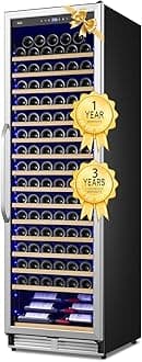 Upgraded 190 Bottles Wine Cooler Refrigerator,24 Inch Wide Wine Fridge with Professional Temperature Control System, Freestanding or Built-in installation, Quiet Operation
