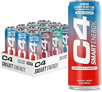 Cellucor C4 Smart Energy Drinks Variety Pack, Sugar Free Performance Fuel & Nootropic Brain Booster, Coffee Substitute or Alternative, 4 Flavor Berry Breeze Variety 12 Pack