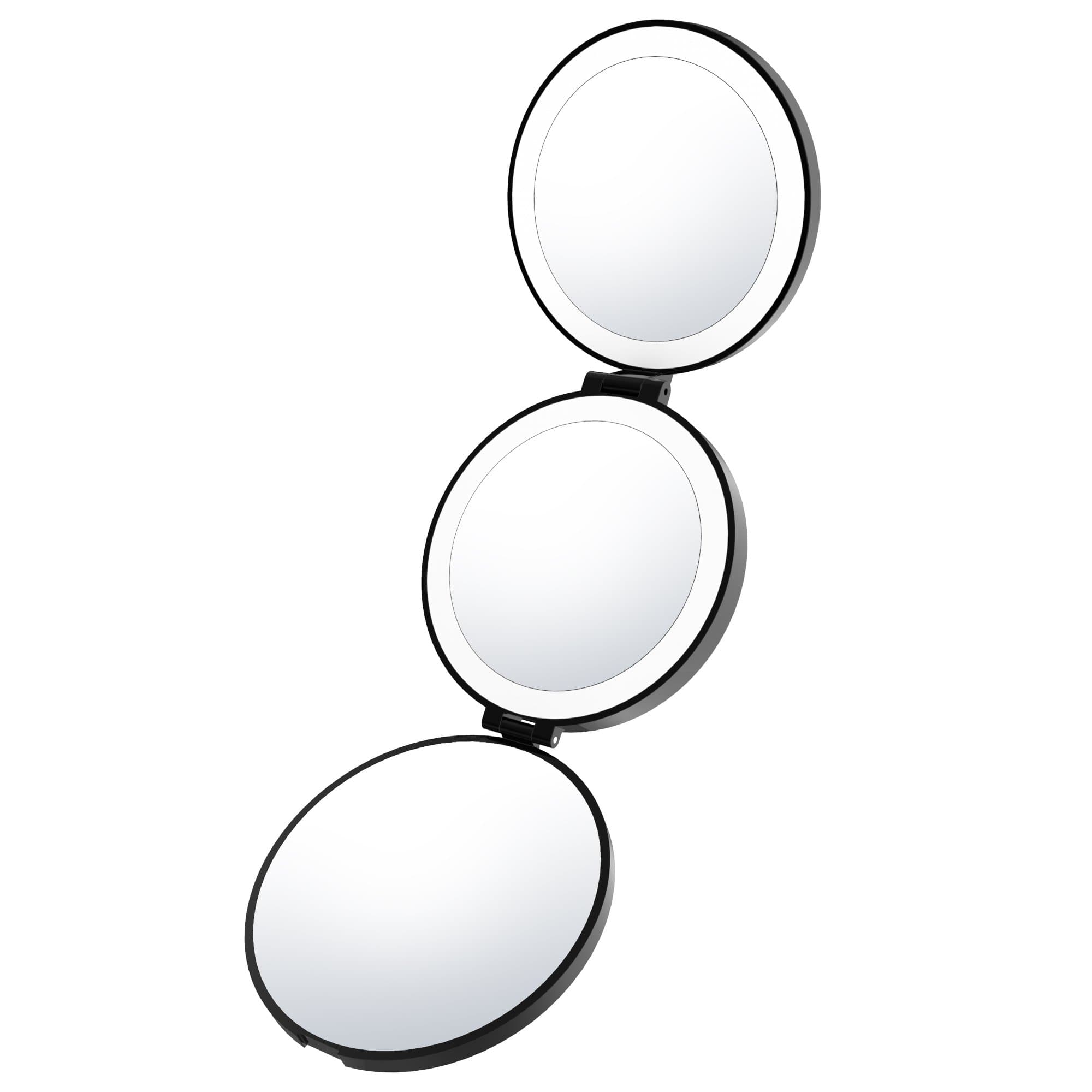 Portable Light Makeup Mirror Lightswim Natural Daylight Illuminated LED Make up Mirror with 1X/5X/10X Magnifiers Tri-Fold Vanity for Travel USB Rechargeable Charging