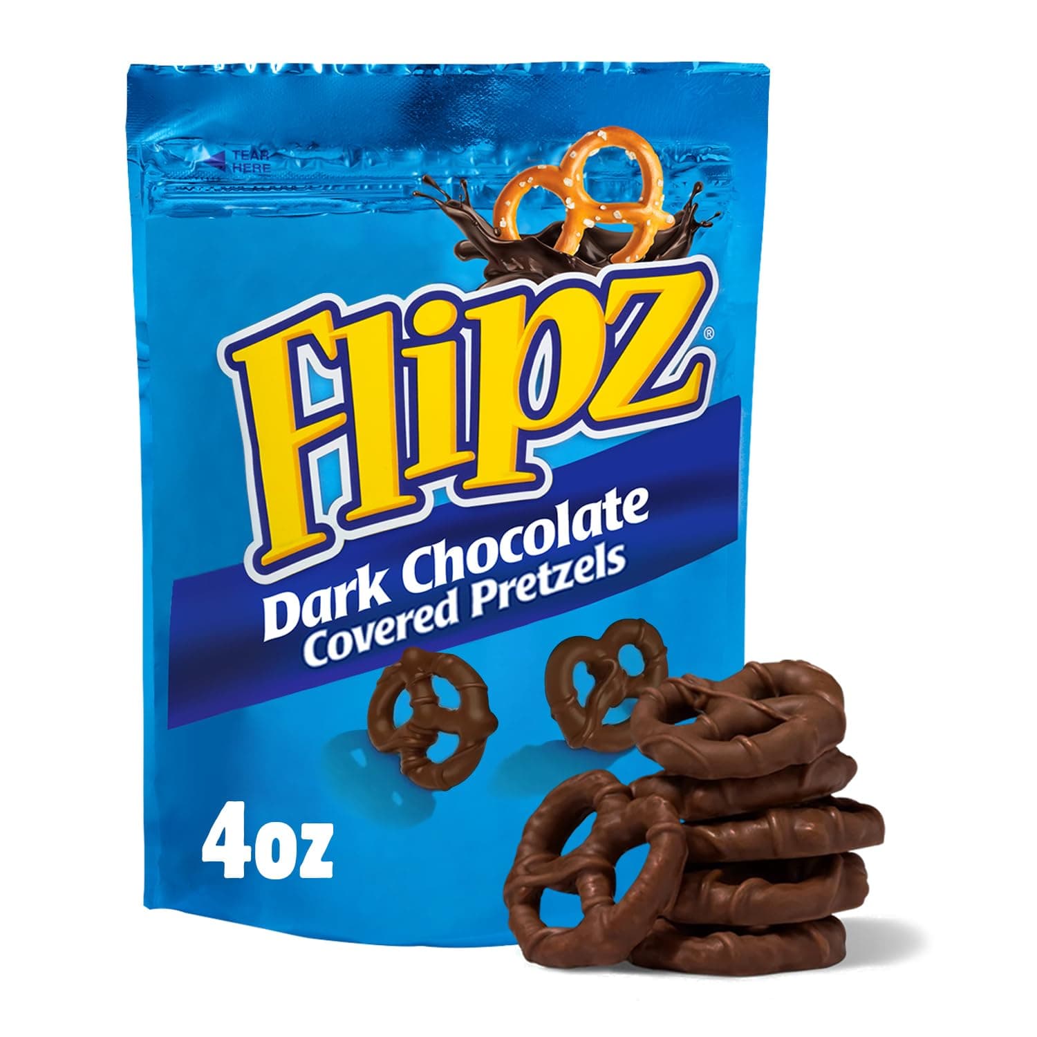Flipz Dark Chocolate Covered Pretzels (4 Ounce, Pack of 6), Perfect Sweet, Salty, & Crunchy Snack For Adults And Kids