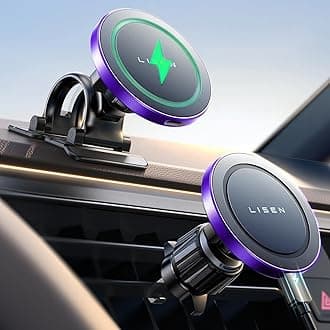 LISEN for 15W MagSafe Car Mount Charger,iPhone Magnetic Wireless Car Charger for iPhone 16 Pro Max Accessories,Car Phone Holder For iPhone 16 15 14 13 12,Samsung with MagSafe Case,Gifts for Men Purple