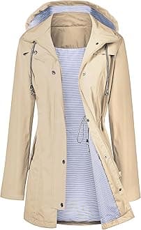 Raincoat Women Waterproof Long Hooded Trench Coats Lined Windbreaker Travel Jacket S-XXL