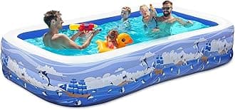Nattork Inflatable Pool for Adults, 145" x 71" x 22" Family Full-Sized Inflatable Swimming Pool, Durable Thickened Above Ground Blow Up Pool for Backyard Outdoor and Indoor