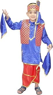 Kaku Fancy Dresses Indian State Punjabi Dance Costume for Kids, Ethnic Punjabi/Bhangra Costume for Boys