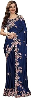 Women's Rangoli Silk Embroidery Saree with Unstitch Blouse Piece Saree for Women