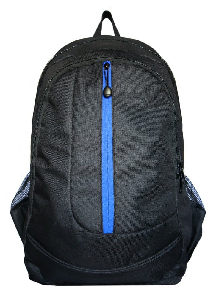 Laser High Quality Nylon Backpack ★ NO LOGO Plain School or College Rucksack ★ Gym bag or Daypack 47 x 30 x 20 cm ★ 25 Litre (Blue Laser)