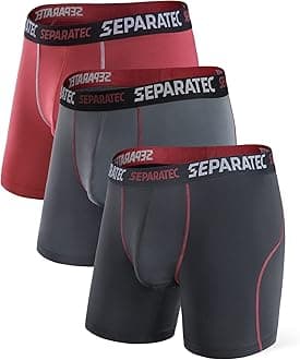 Separatec Men's Boxer Briefs Underwear Dual Pouch Quick Dry Polyamide Sports Underwear 3 Pack Breathable Soft