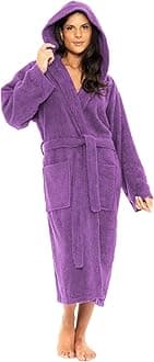 SynantoTowelling Robe 100% Egyptian Cotton Bathrobe - Women's Men Highly Absorbent Terry Hooded For Bath Shower Spa Hotel