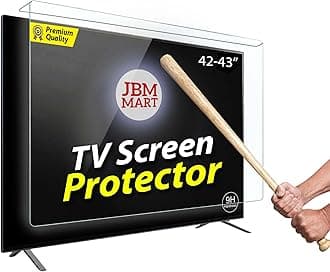 JBM MART 42-43 Inch TV Screen Protector - Tempered Glass Guard, 9H Hardness, Scratch resistance, Crystal Clear | 3 mm Thickness