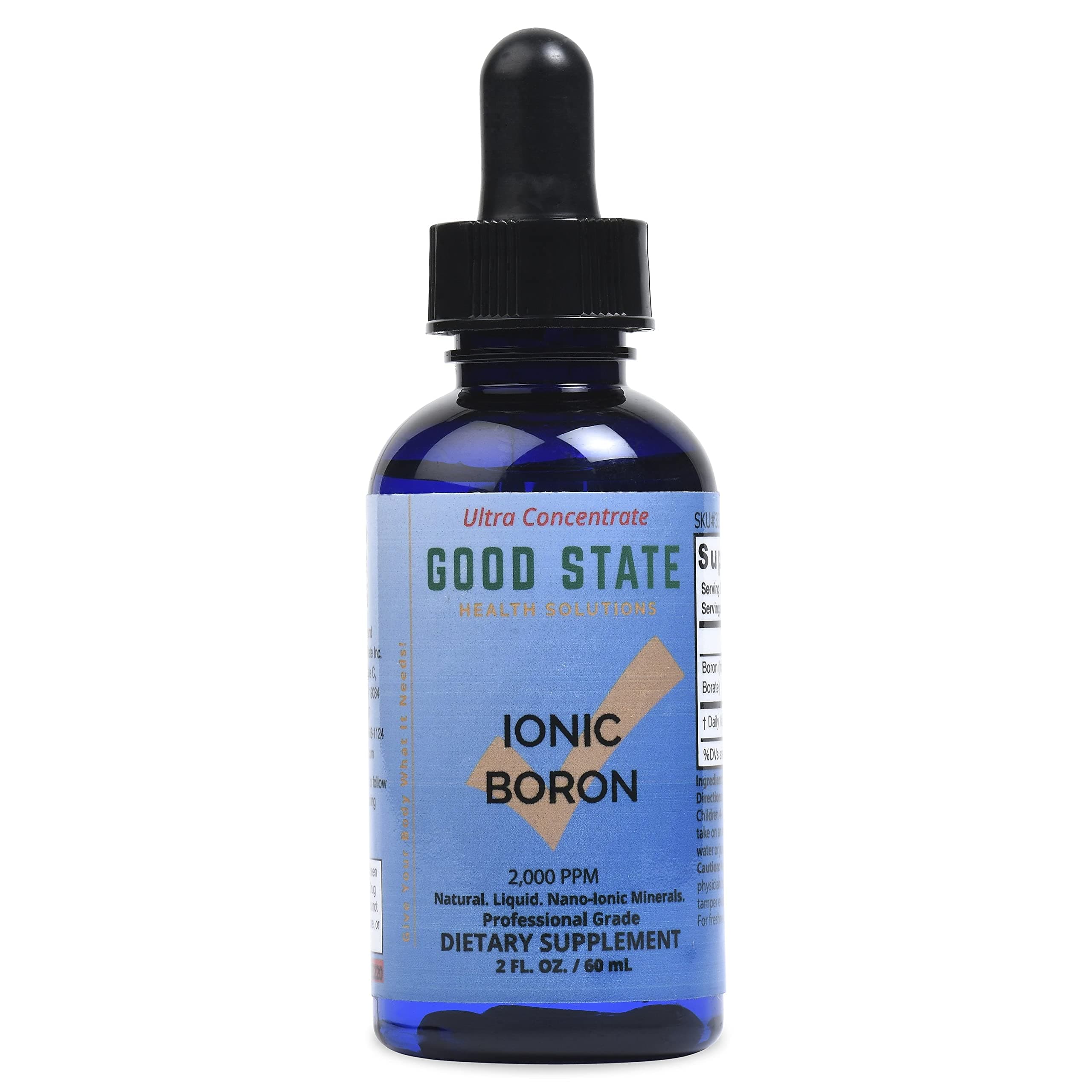 Ionic Boron | Natural | Liquid Concentrate | Nano Sized Mineral Technology | Professional Grade | 10 Drops Equals 1 mg | 1.6 Fl oz Bottle