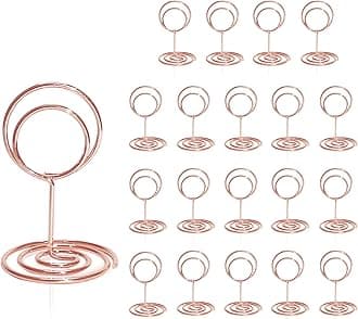 Table Number Holders 20Pcs - 2 Inch Mini Place Card Holder Short Table Number Stands for Wedding Party Graduation Reception Restaurant Home Centerpiece Decorations Office Memo (Rose Gold)