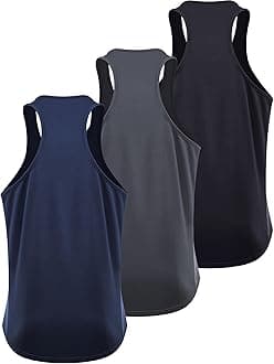 NELEUSMen's 3 Pack Running Tank Top Dry Fit Y-Back Athletic Workout Tank Tops