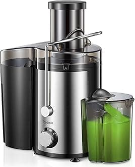 Juicer, Reemix Centrifugal Juicer Machines Whole Fruit and Vegetable, 3-inch Wide Mouth Juicer Extractor with 2 Speeds, Brush Included Easy to Clean (Black, 800, Watts)