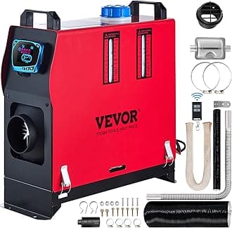 VEVOR 8KW Diesel Air Heater with Single Outlet - 12V Remote Controlled Parking Heater with Muffler & Blue LCD Switch for RVs, Trucks, Buses, and Trailers