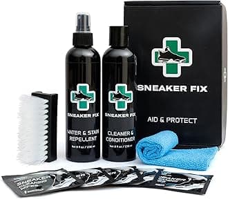 Shoe Cleaning Kit – Cleaner, Whitener, Conditioner, Stain Repellent, Brush, Towel & Wipes for Sneakers & Shoes
